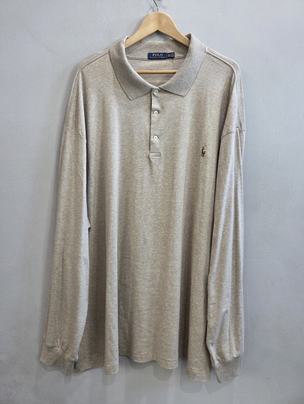 Polo Ralph Lauren Brown Long Sleeve Cotton Pony Polo Shirt Men's Size 4XB